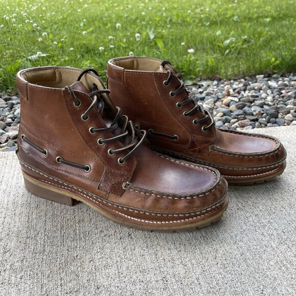 Frye Other - FRYE MENS Whiskey Brown Leather Moc Toe Boots Size 9 D 87861